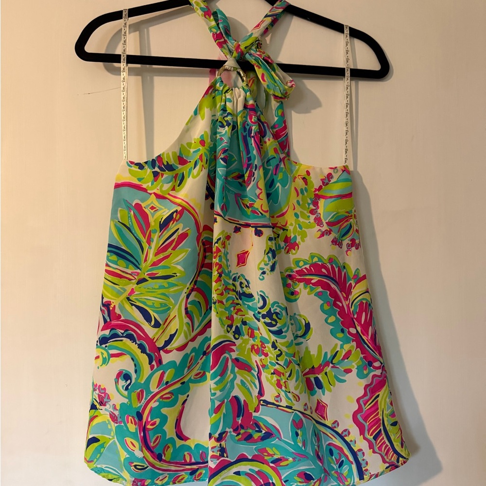Lilly Pulitzer Colorful Paisley Tie Neck Tank